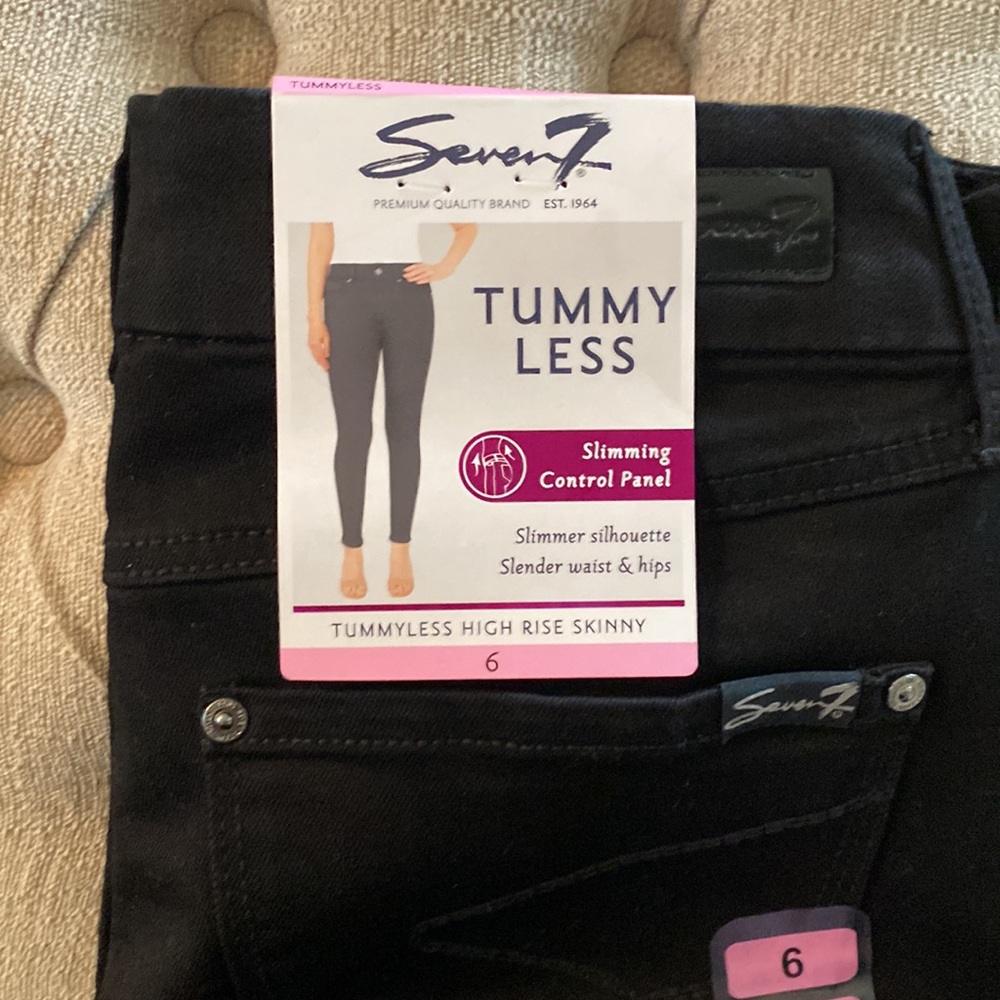 Seven7 High Rise Tummy Less & Control Lightweight Black Women Jean Leggings Sz 6 - Picture 6 of 15